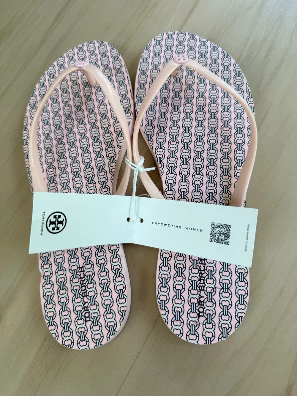 Tory Burch Gemini Link Flip Flops Pearl Blush Pink 11 NWT